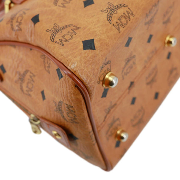 MCM Heritage Monogram Visetos Canvas Boston Bag Cognac