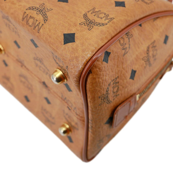 MCM Heritage Monogram Visetos Canvas Boston Bag Cognac
