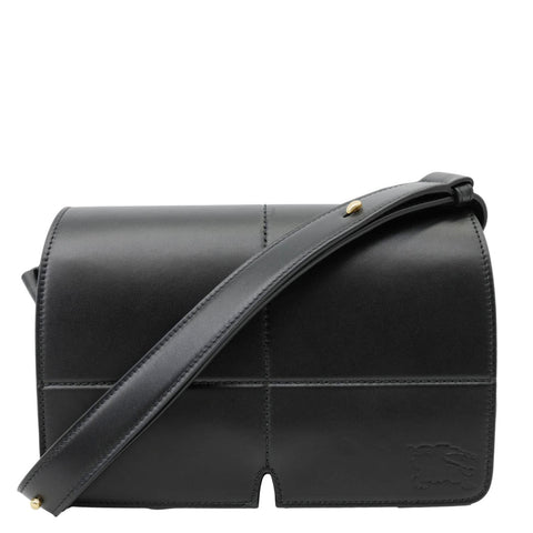 BURBERRY Snip Smooth Calfskin Leather Shoulder Bag Black