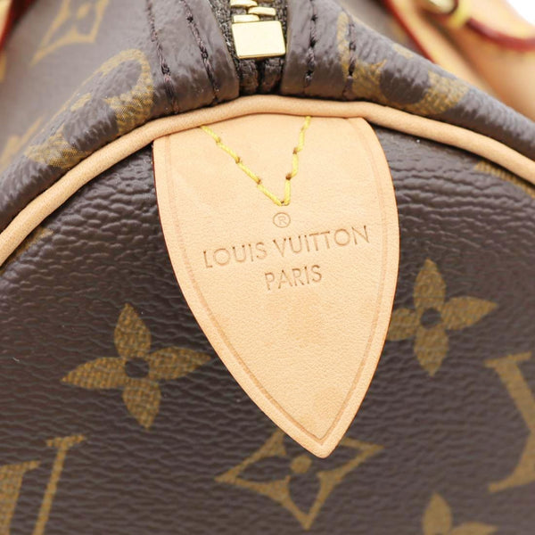 LOUIS VUITTON Speedy 25 Monogram Canvas Satchel Bag Brown