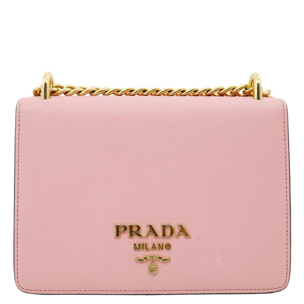 PRADA Soft Saffiano Leather Chain Crossbody Bag Pink
