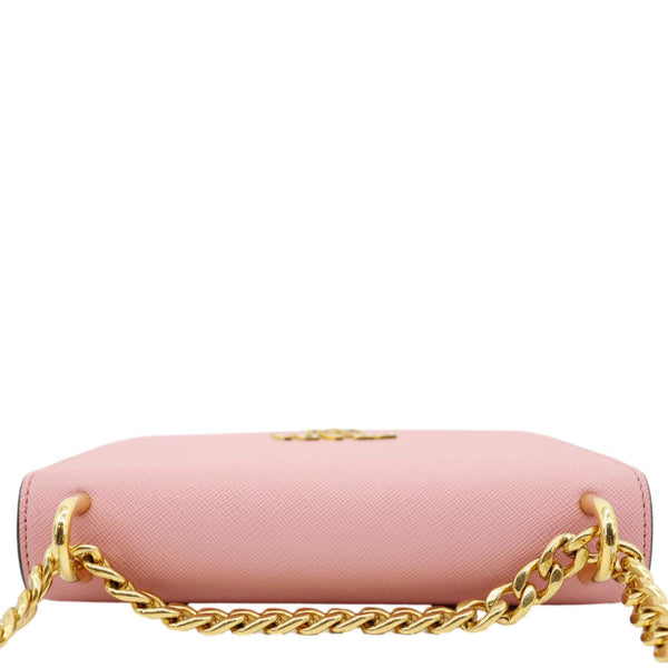 PRADA Soft Saffiano Leather Chain Crossbody Bag Pink