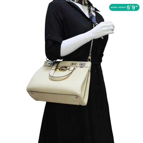 GUCCI Zumi Small Leather Top Handle Shoulder Bag Off White 569712