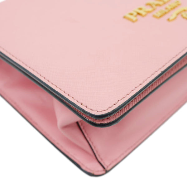 PRADA Soft Saffiano Leather Chain Crossbody Bag Pink