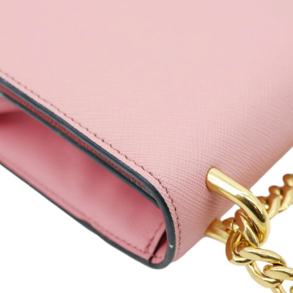 PRADA Soft Saffiano Leather Chain Crossbody Bag Pink