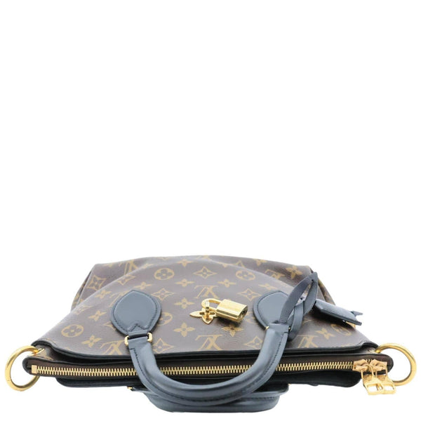 LOUIS VUITTON Flower Zipped PM Monogram Canvas Tote Shoulder Bag Black