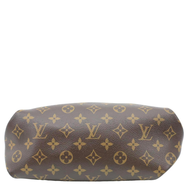 LOUIS VUITTON Flower Zipped PM Monogram Canvas Tote Shoulder Bag Black