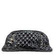CHANEL Just Mademoiselle Bowling Quilted Patent Leather Shoulder Bag Black