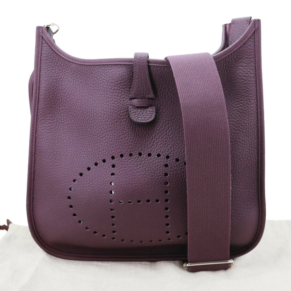 HERMES Evelyne PM Clemence Leather Crossbody Bag Purple