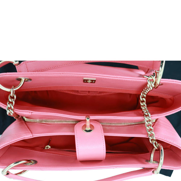 CHANEL Stitched Chevron Calfskin Leather Chic Shopping Tote Bag Pink