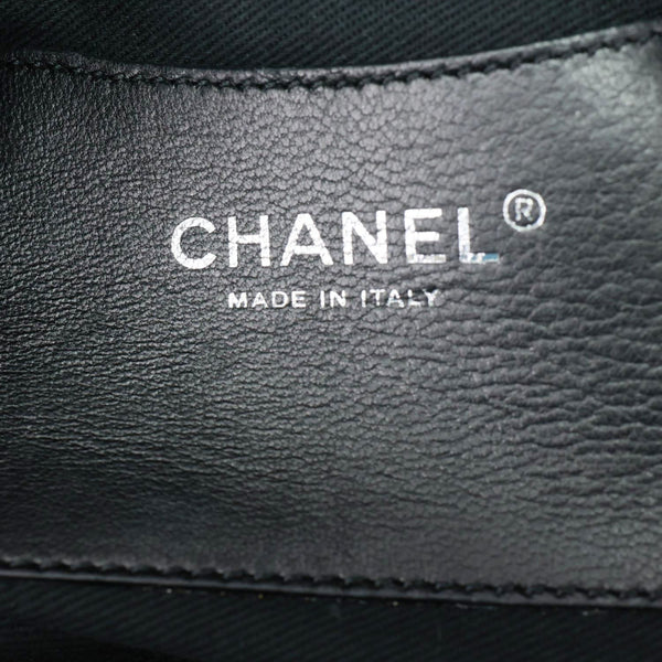 CHANEL Just Mademoiselle Bowling Quilted Patent Leather Shoulder Bag Black