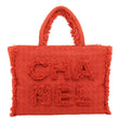 CHANEL Giant Logo Tweed Shopping Tote Bag Red