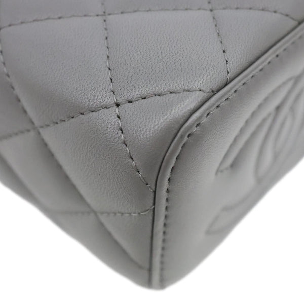 CHANEL Classic Top Handle Quilted Lambskin Leather Vanity Case Crossbody Bag Grey