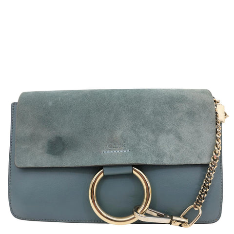 CHLOE Faye Small Suede Shoulder Bag Blue