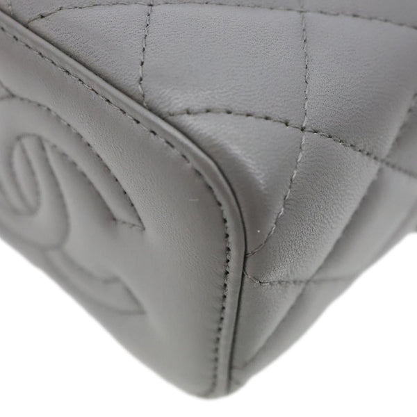 CHANEL Classic Top Handle Quilted Lambskin Leather Vanity Case Crossbody Bag Grey