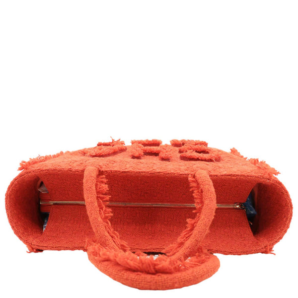 CHANEL Giant Logo Tweed Shopping Tote Bag Red