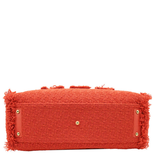 CHANEL Giant Logo Tweed Shopping Tote Bag Red