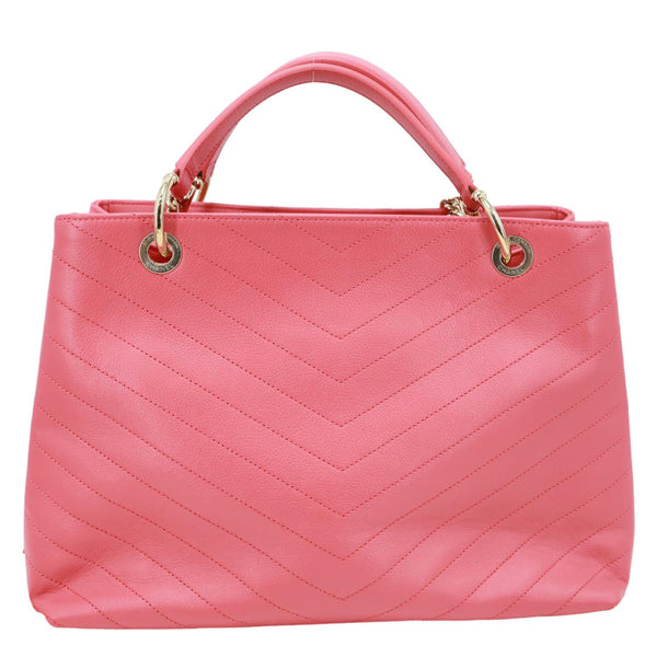 CHANEL Stitched Chevron Calfskin Leather Chic Shopping Tote Bag Pink
