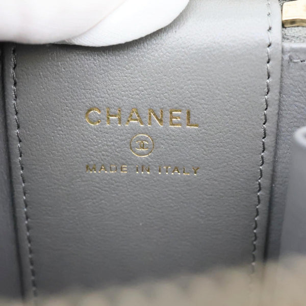 CHANEL Classic Top Handle Quilted Lambskin Leather Vanity Case Crossbody Bag Grey