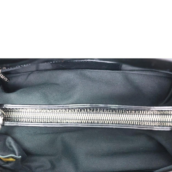 CHANEL Just Mademoiselle Bowling Quilted Patent Leather Shoulder Bag Black