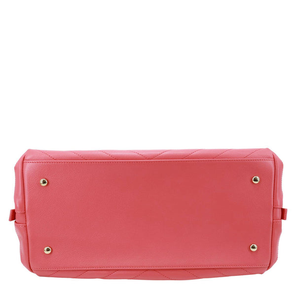 CHANEL Stitched Chevron Calfskin Leather Chic Shopping Tote Bag Pink