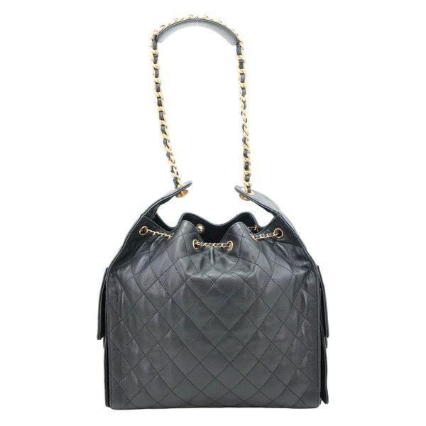 CHANEL 25 Medium Quilted Caviar Leather Shoulder Bag Black