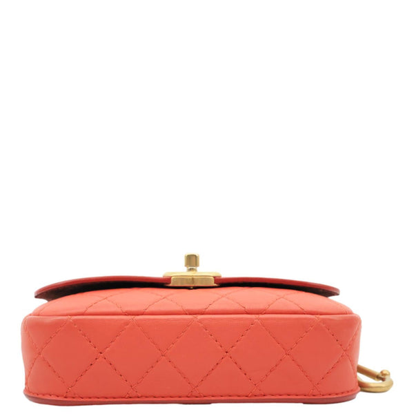 CHANEL Multi Pouching Flap Quilted Calfskin Leather Crossbody Bag Orange