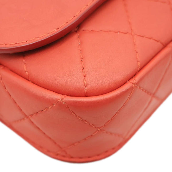 CHANEL Multi Pouching Flap Quilted Calfskin Leather Crossbody Bag Orange