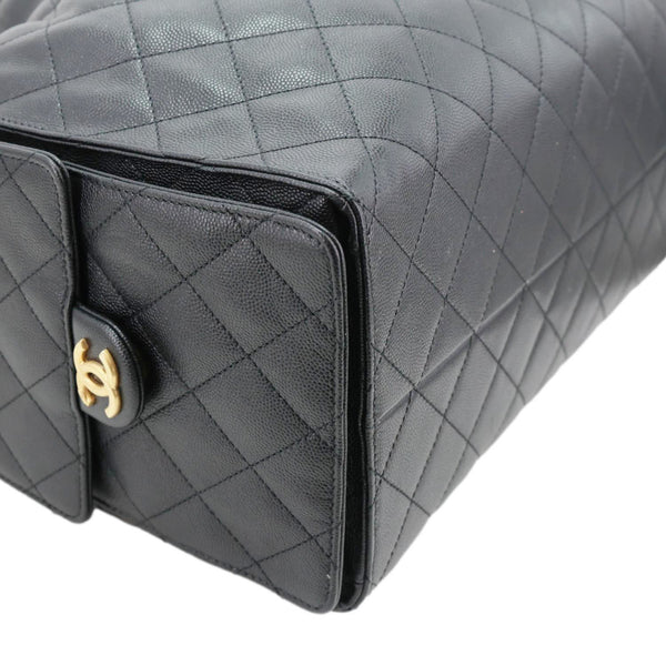 CHANEL 25 Medium Quilted Caviar Leather Shoulder Bag Black