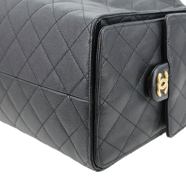 CHANEL 25 Medium Quilted Caviar Leather Shoulder Bag Black