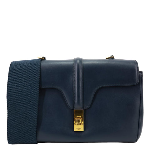 CELINE Soft Teen Leather Shoulder Bag Blue
