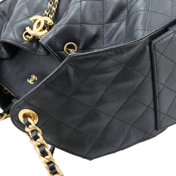 CHANEL 25 Medium Quilted Caviar Leather Shoulder Bag Black