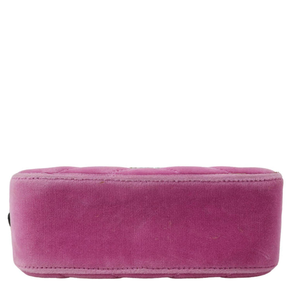 GUCCI GG Marmont Mini Marquise Crystals Matelasse Velvet Chain Crossbody Bag Pink 448065