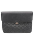 CHANEL CC Box O Case Quilted Leather Pouch Black