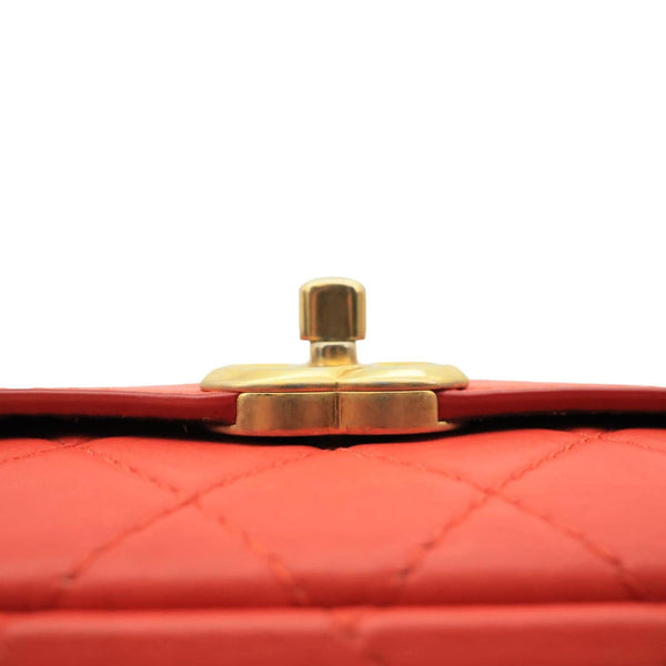 CHANEL Multi Pouching Flap Quilted Calfskin Leather Crossbody Bag Orange