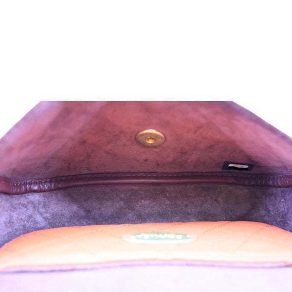 CHANEL Multi Pouching Flap Quilted Calfskin Leather Crossbody Bag Orange