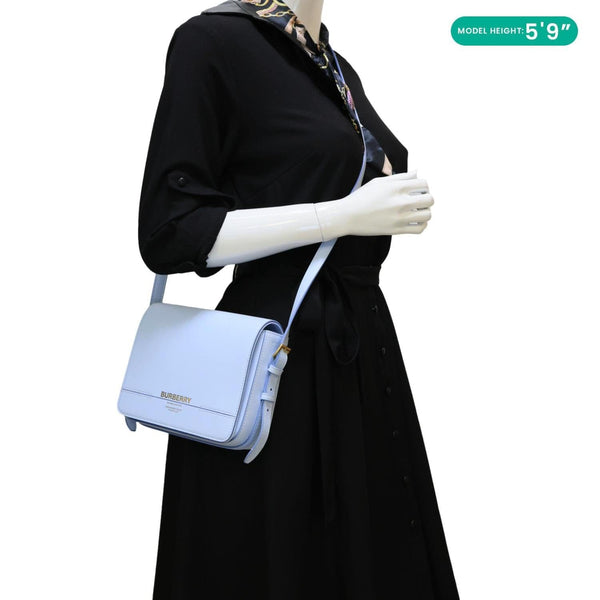 BURBERRY Grace Small Smooth Calfskin Leather Crossbody Bag Light Blue