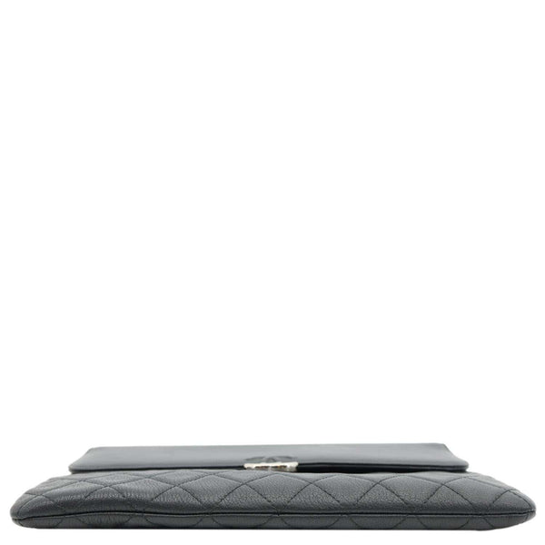 CHANEL CC Box O Case Quilted Leather Pouch Black