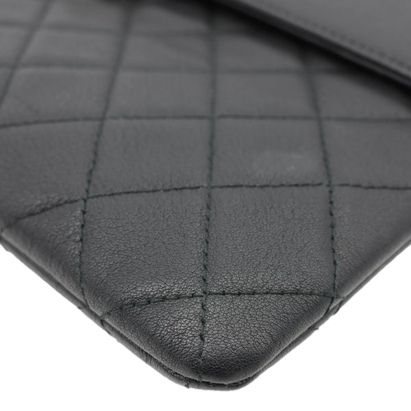 CHANEL CC Box O Case Quilted Leather Pouch Black
