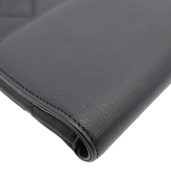 CHANEL CC Box O Case Quilted Leather Pouch Black