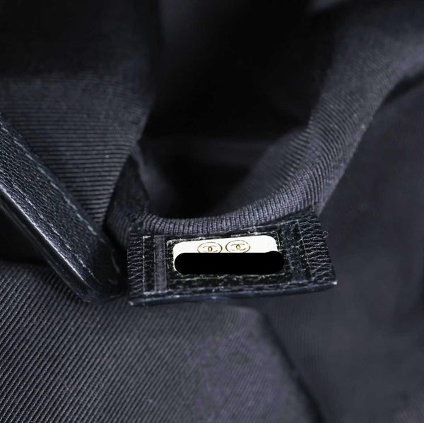 CHANEL CC Box O Case Quilted Leather Pouch Black