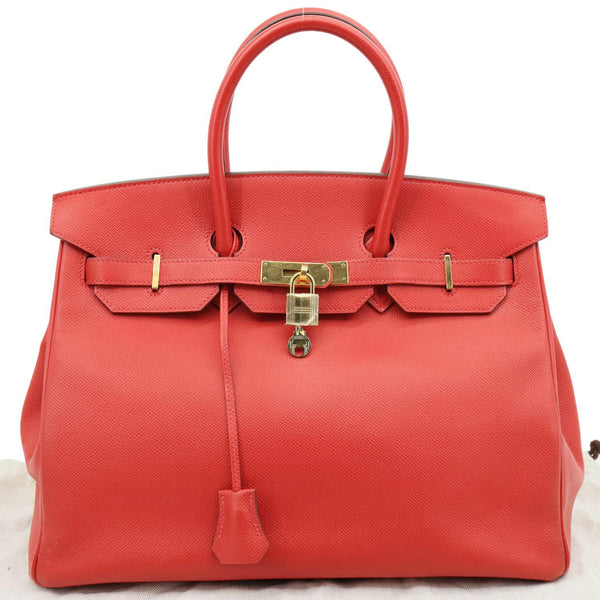 HERMES Birkin 35 Togo Leather Tote Bag Red