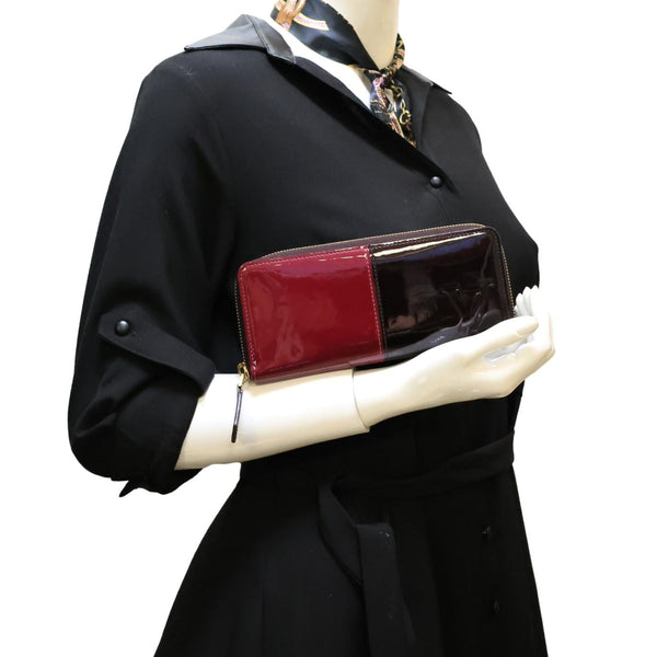 LOUIS VUITTON Portefeuille Miroir Patent Leather Long Wallet Magenta