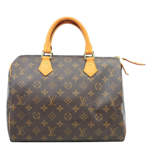 LOUIS VUITTON Speedy 30 Monogram Canvas Satchel Bag Brown