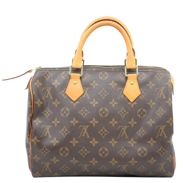 LOUIS VUITTON Speedy 30 Monogram Canvas Satchel Bag Brown