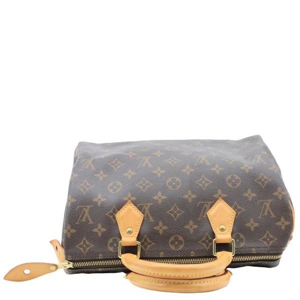 LOUIS VUITTON Speedy 30 Monogram Canvas Satchel Bag Brown