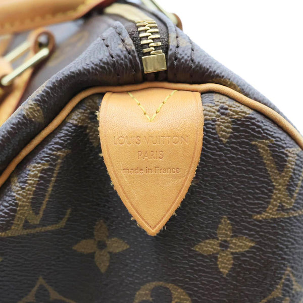 LOUIS VUITTON Speedy 30 Monogram Canvas Satchel Bag Brown
