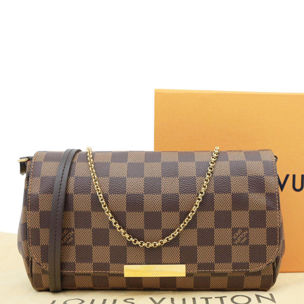 LOUIS VUITTON Favorite MM Damier Ebene Chain Shoulder Bag Brown