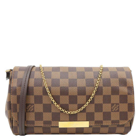 LOUIS VUITTON Favorite MM Damier Ebene Chain Shoulder Bag Brown