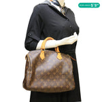 LOUIS VUITTON Speedy 30 Monogram Canvas Satchel Bag Brown